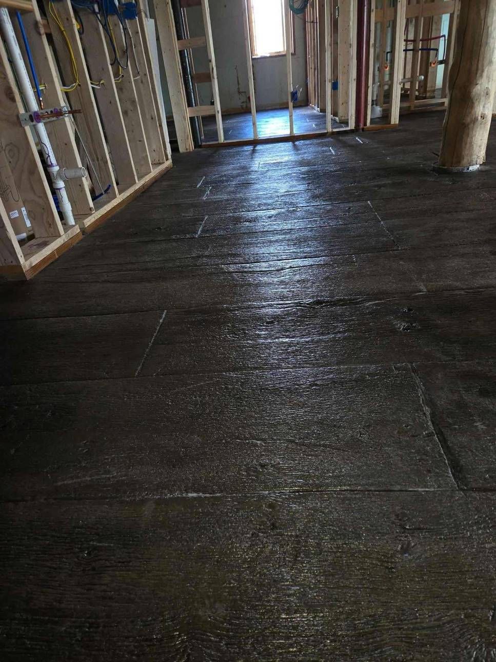 Wood plank stamped concrete pattern